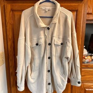 Vintage Havana Cream Button-Up Jacket Shirt, size Medium